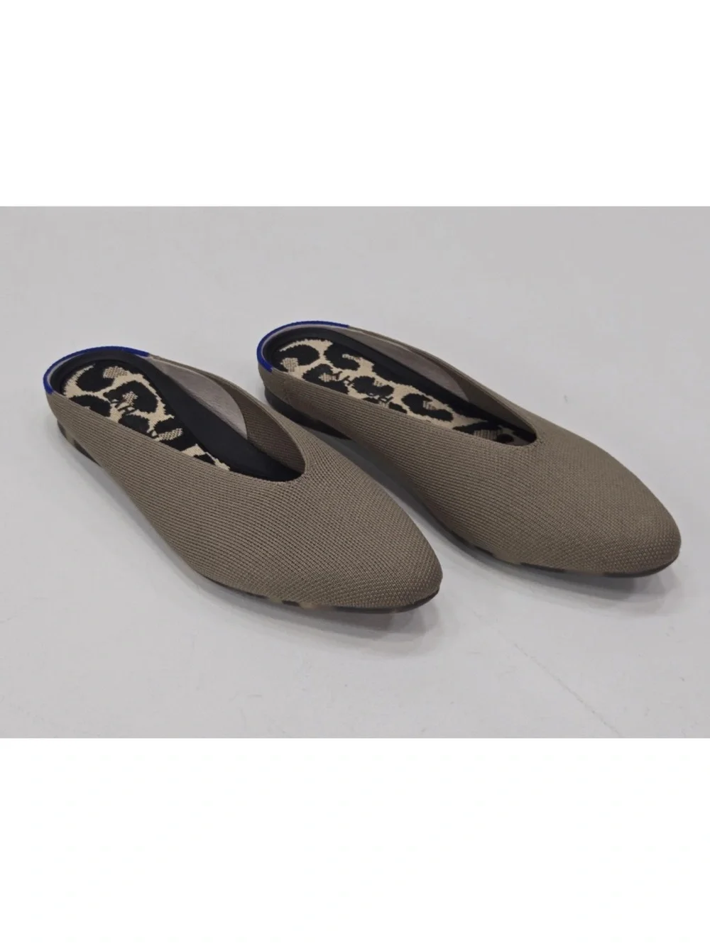 Rothy's Almond Toe Demi Mule Womens 7.5 Beige Pointed Slip On Knit Flats Comfort